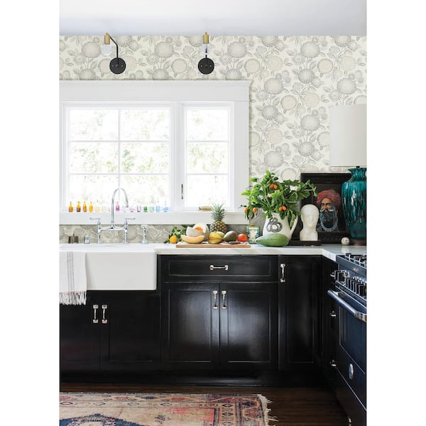 Zalipie Floral Trail Grey Prepasted Non Woven Wallpaper Sample