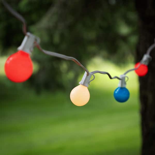 Patriotic G40 Globe Indoor Outdoor Patio Lights-9' White Wire-10ct