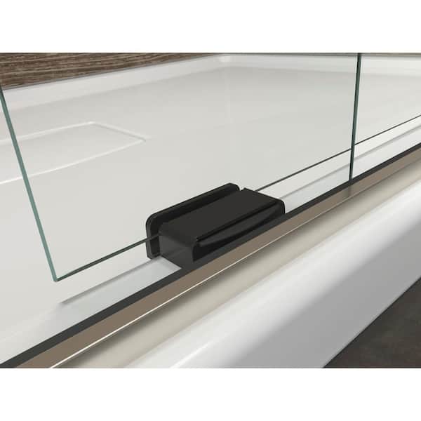 Levity 56-60 in. x 60 in. Semi-Frameless Sliding Tub Door in Bronze with Handle