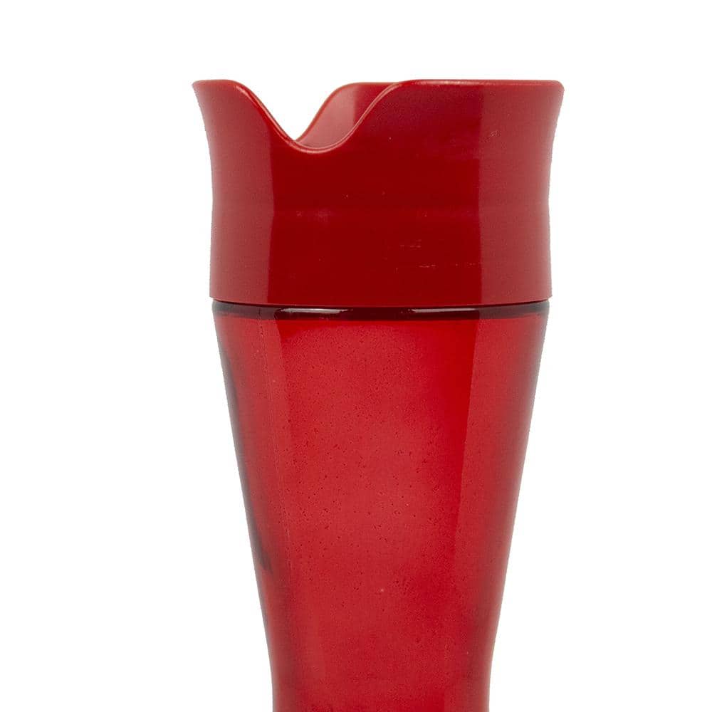 Red Glass and Plastic Hanging Hummingbird Feeder, 8-Ounce