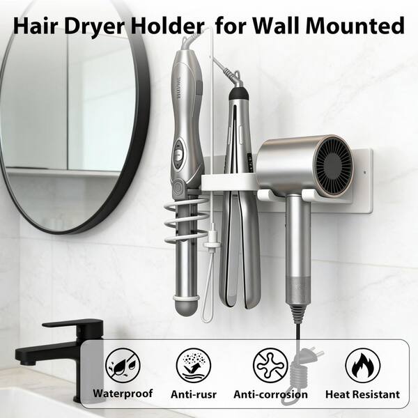 Wudkey 3 in 1 Bathroom Hair Tool Organizer with Curling Iron
