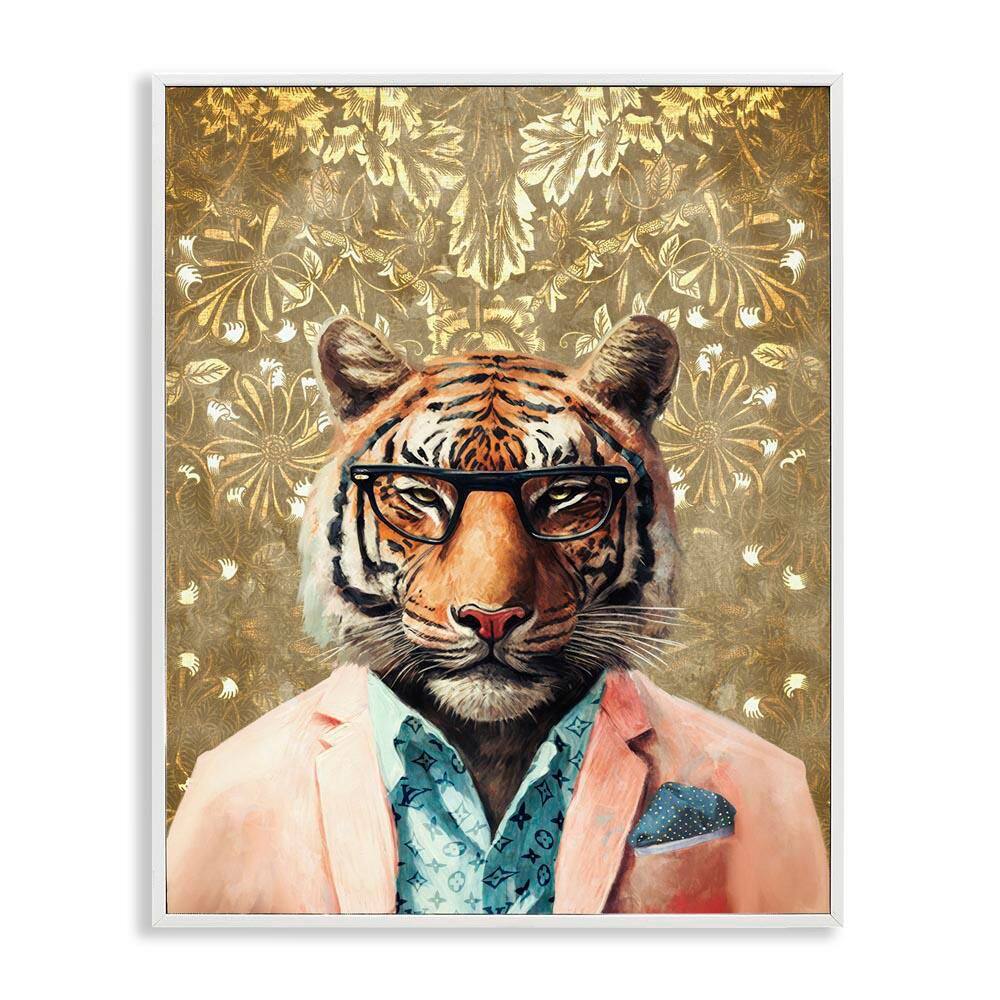 Stylish Tiger Gold Wall by Svetlana Aleynikova White Framed Animal Giclee Art Print 14 in. x 11 in. price history on PriceWatchPro
