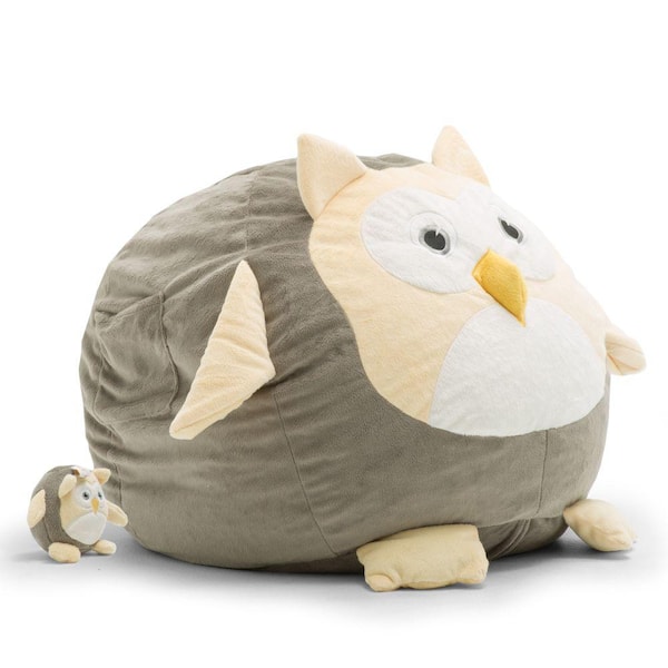 Big Joe Oscar the Owl Cozy Grey Plush Bean Bag