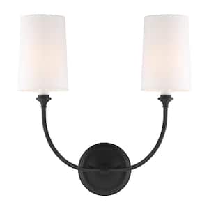 Sylvan 15.5 in. 2-Light Black Forged Wall Sconce
