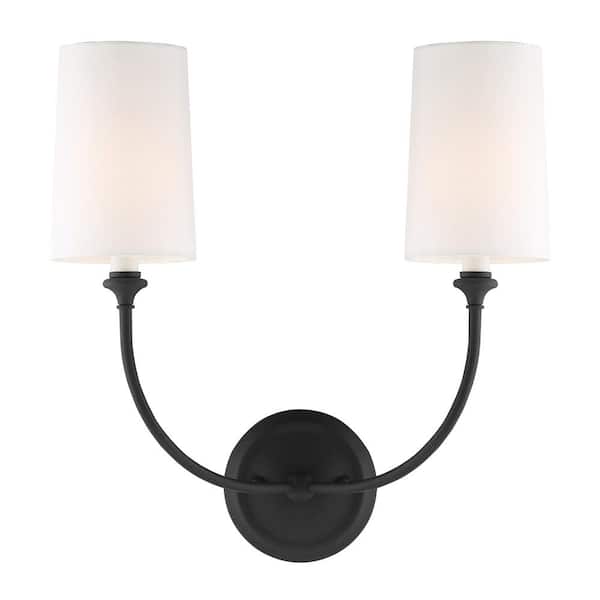 Crystorama Sylvan 15.5 in. 2-Light Black Forged Wall Sconce