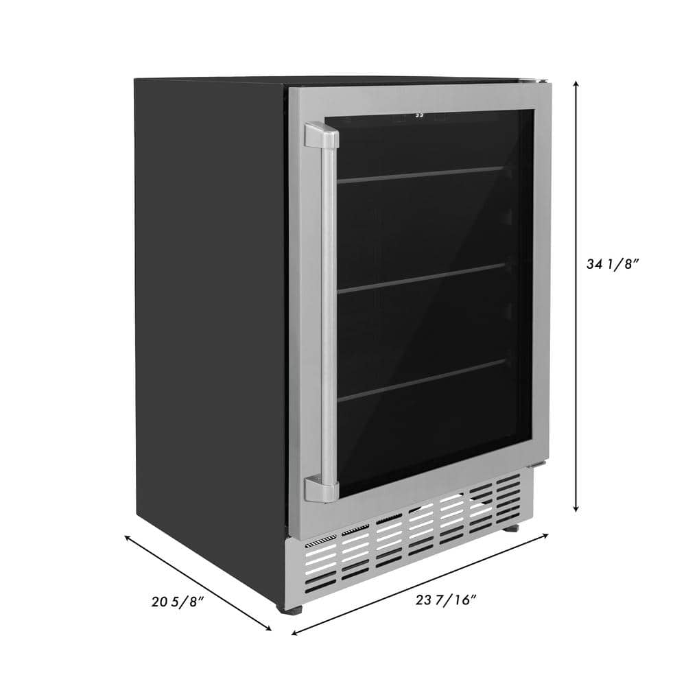 ZLINE 24" Stainless Steel Beverage Fridge with Adjustable Glass Shelves