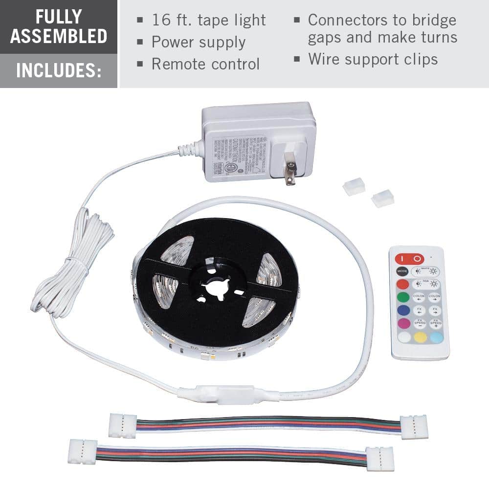 16ft Multicolor Smart LED Strip Light Kit with Remote