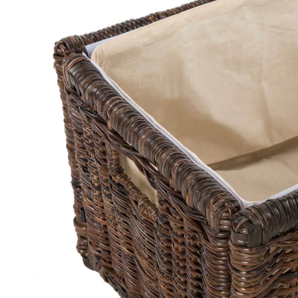 Elijah 30" Chestnut Brown Wicker Storage Trunk with Removable Lid