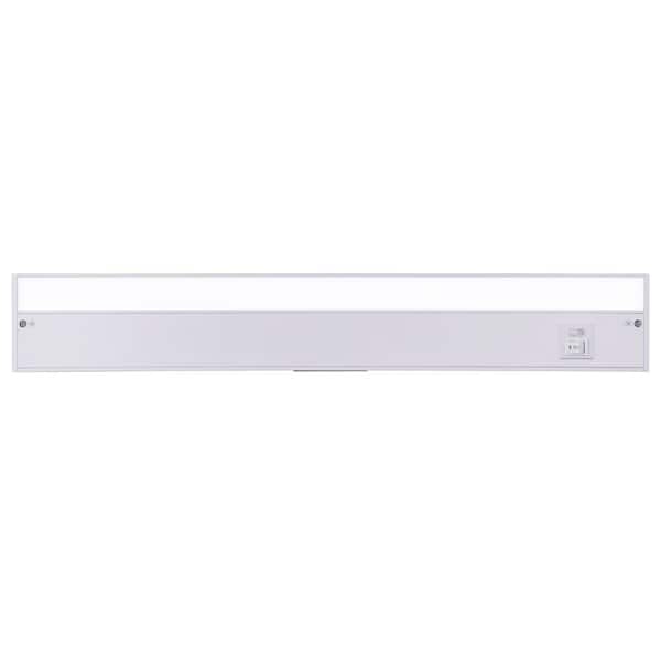 24 in. Hardwired/Plug-in White Finish Dimmable Integrated LED Adjustable White CCT Linkable Under Cabinet Light