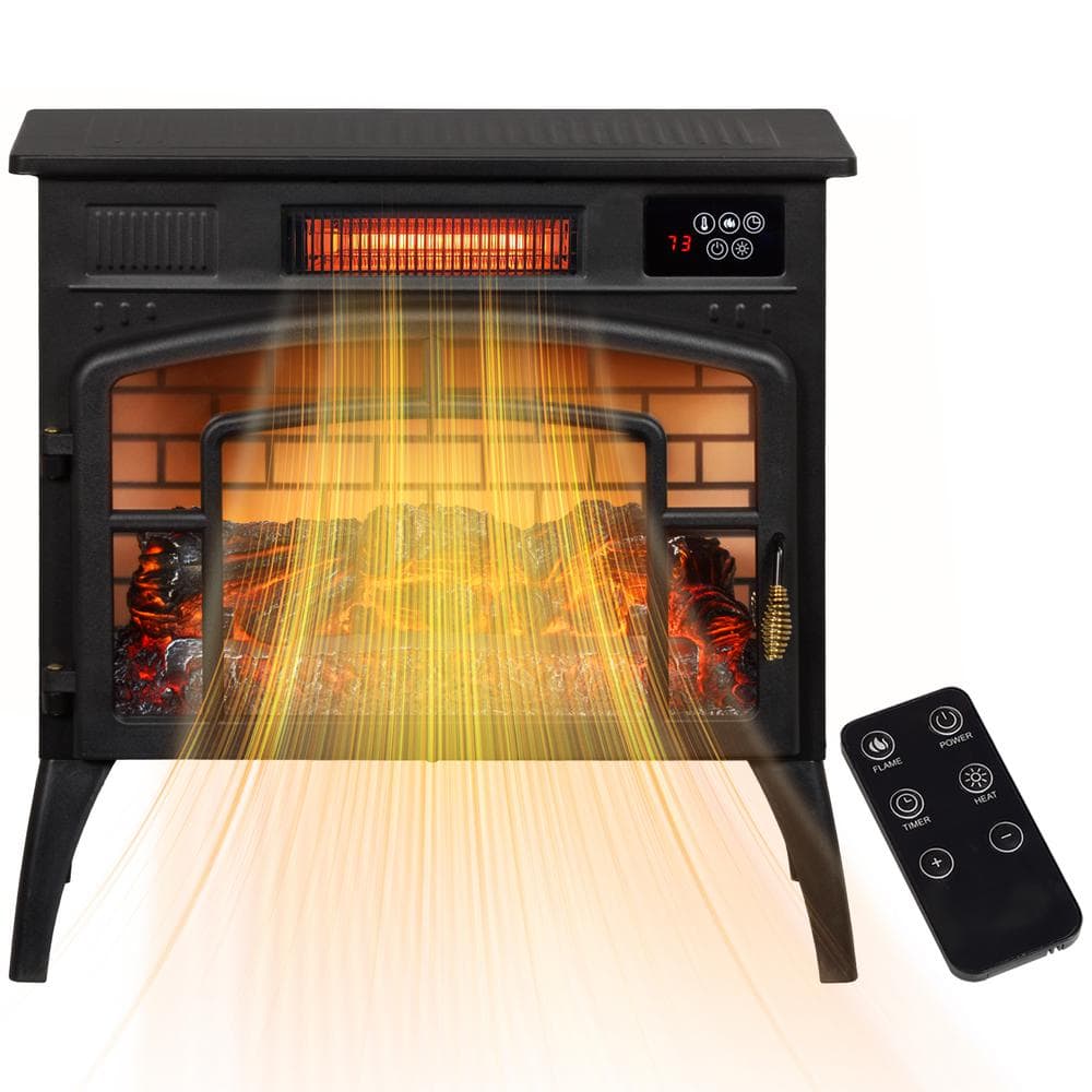 22.8 in. Black Freestanding Smart Electric Fireplace, Fireplace Stove with 