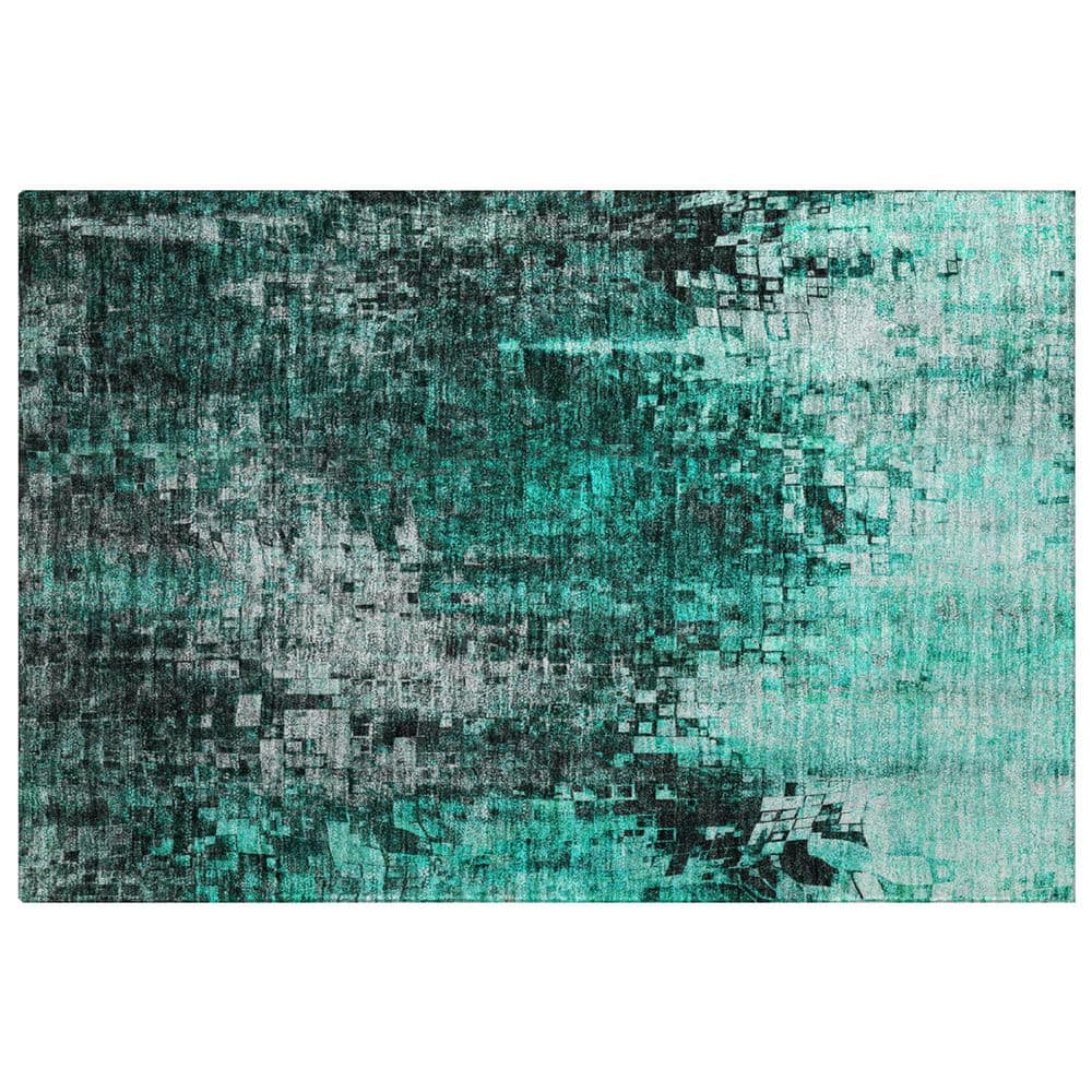 Dream Shag Premium Machine Washable Abstract ADS581 Teal 3 ft. x 4 ft. Area Rug price history on PriceWatchPro