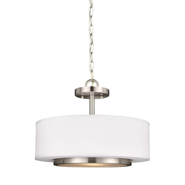 Generation Lighting Nance 2-Light Brushed Nickel Semi-Flushmount Convertible Pendant with LED Bulbs
