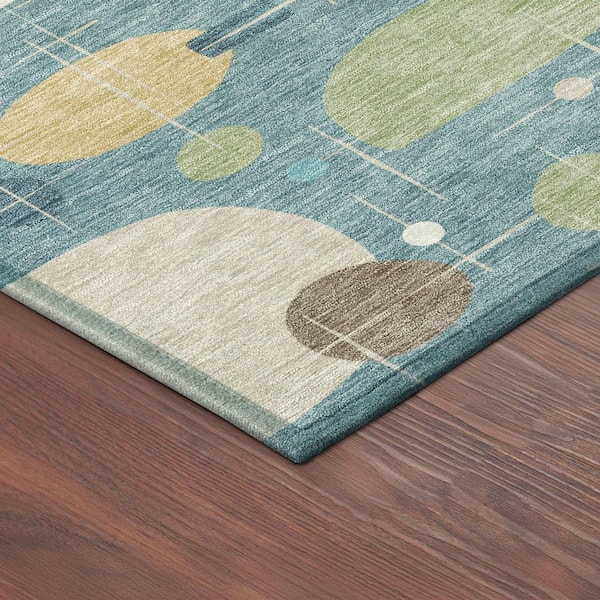 Chantille Machine Washable Indoor/Outdoor Abstract ACN2393 Teal 5 ft. x 7 ft. 6 in. Area Rug