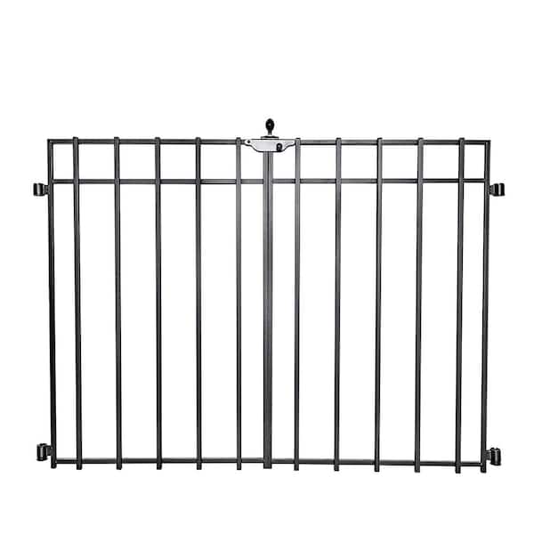 Quick Fence Series 24in. W x 34 in. H Black Steel Coral Fence Double Gate Latch Included