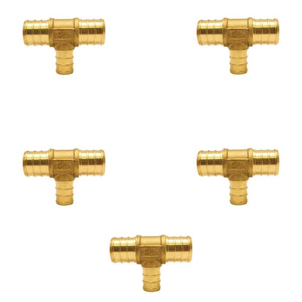 3/4 in. x 3/4 in. x 1/2 in. Brass PEX-B Barb Reducing Tee (5-Pack)