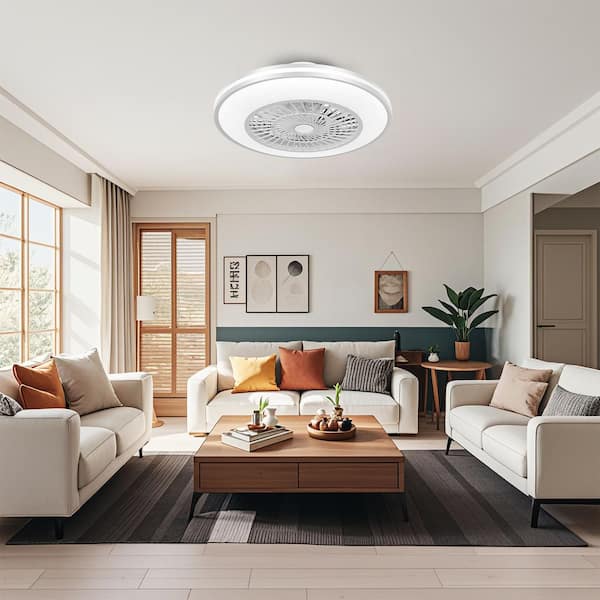 Ltemziiy 22 in. Indoor White Ceiling Fan with Lights Remote