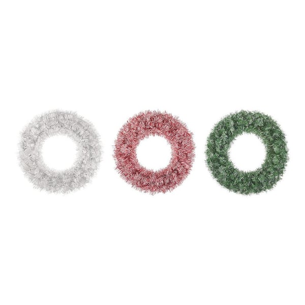 Home Accents Holiday 24 in Green and Silver Tinsel Wreath