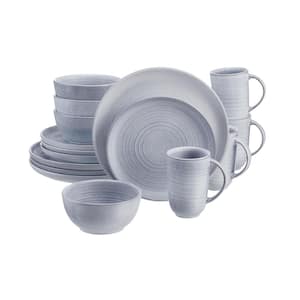 Blakely 16-Piece Reactive Glaze Raindrop Blue Stoneware Dinnerware Set (Service for 4)