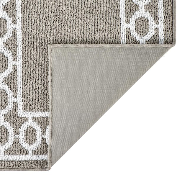 Christine Border 2 ft. x 8 ft. Light Gray/White Trellis Runner Rug