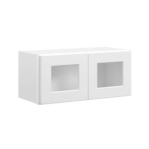 27 in. W x 12 in. D x 12 in. H in Shaker White Plywood Ready to Assemble Wall Cabinets without Glass