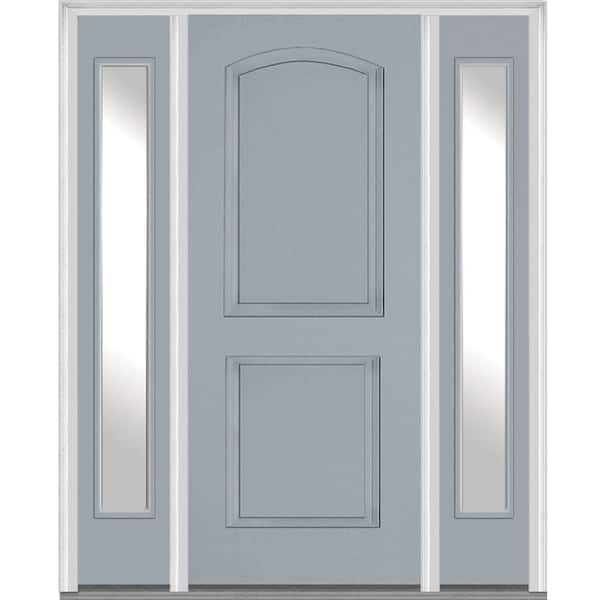 MMI Door 68.5 in. x 81.75 in. Right Hand Inswing 2-Panel Arch Painted Fiberglass Smooth Prehung Front Door with Sidelites