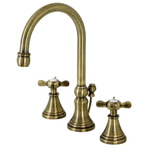 Essex 8 in. Widespread Double Handle Bathroom Faucet in Antique Brass