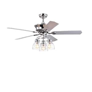 52 in. Indoor Chrome Ceiling Fan with 5-Blade Reversible Glass Shade