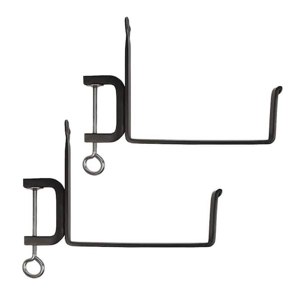 Pair of Clamp-On Flower Box Metal Brackets, 8 in. Wide, Black Powder Coat Finish