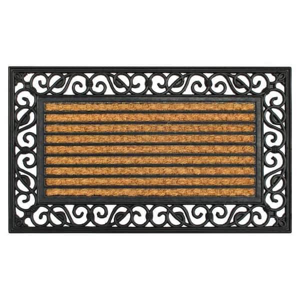 StyleWell Racetrack Gray 18 in. x 30 in. Rubber Backed Door Mat