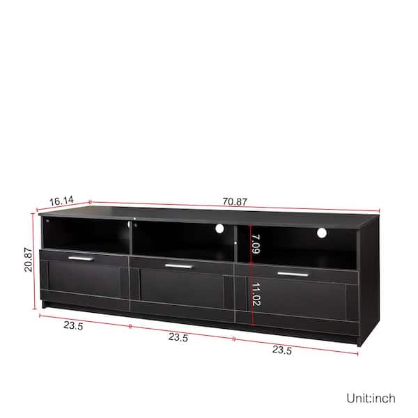 Tidoin Black Wood TV Stand Fits TVs up to 80 in. with 3