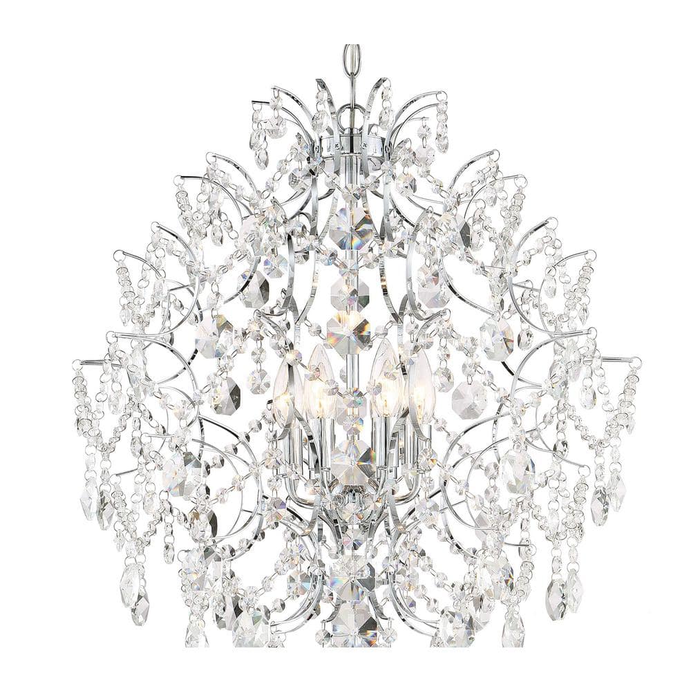 Isabella's Crown 6-Light Chrome Crystal Candle Chandelier