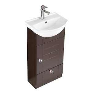 Mahayla 17-3/4 in. Bathroom Vanity Sink Combo in Dark Oak with Ceramic Sink in White with Faucet Drain and Overflow