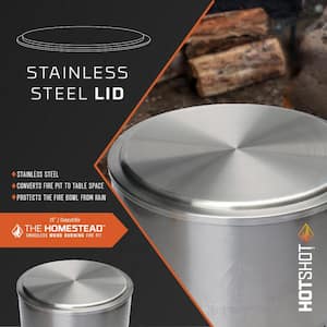 Stainless Steel Lid for HotShot Homestead Low Smoke 25 in. Fire Pit