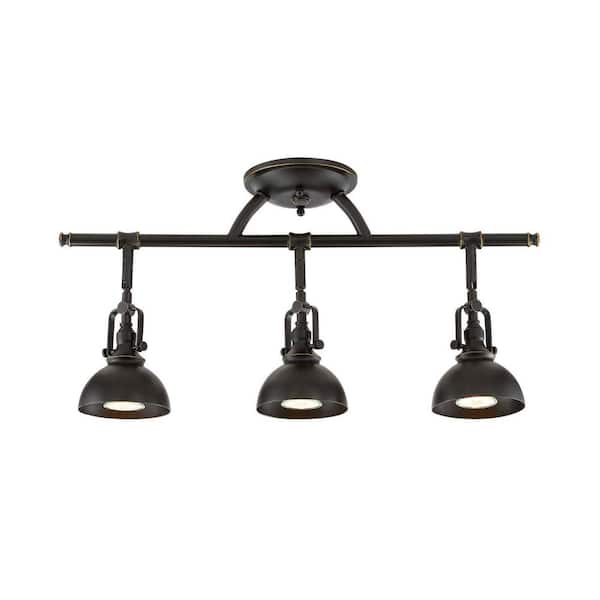 Kira Home Broadway 50-Watt 3-Light Bronze Industrial Track Light with Oil  Rubbed Bronze Shade, No Bulb Included RV-CRL166-663-3-OB - The Home Depot