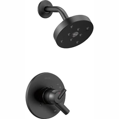 Trinsic 1-Handle Wall Mount Shower Trim Kit with H2OKinetic in Matte Black (Valve Not Included)