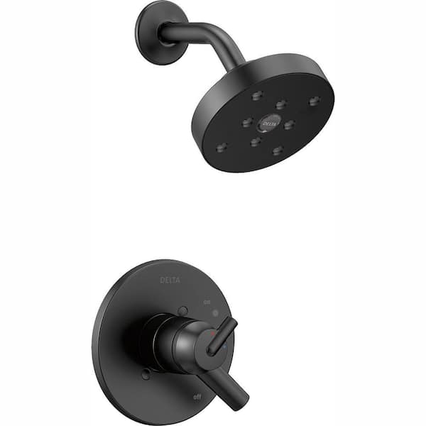 Delta Trinsic 1-Handle Wall Mount Shower Trim Kit with H2OKinetic in Matte Black (Valve Not Included)