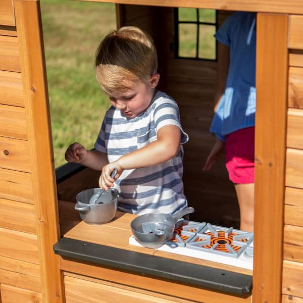 Backyard discovery aspen all 2024 cedar outdoor wooden playhouse