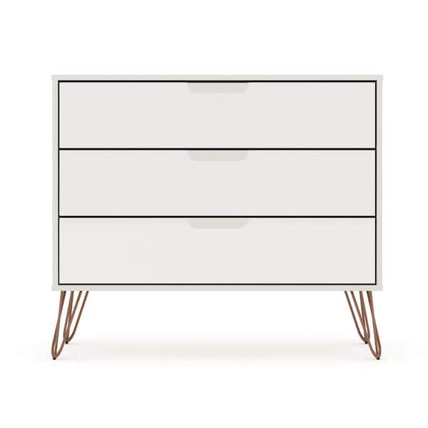 Luxor 3-Drawer Off White Mid-Century Modern Dresser