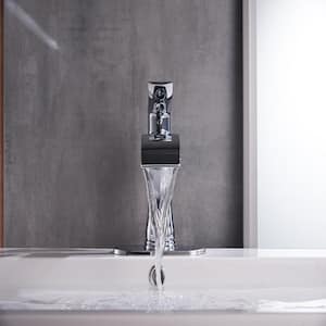 Single Handle Single Hole Bathroom Faucet with Deckplate Included and Supply Lines in Polished Chrome