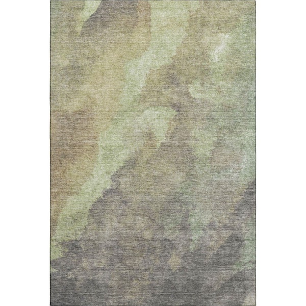 Mayfield Premium Machine Washable Abstract AMF1983 Aloe 10 ft. x 14 ft. Area Rug