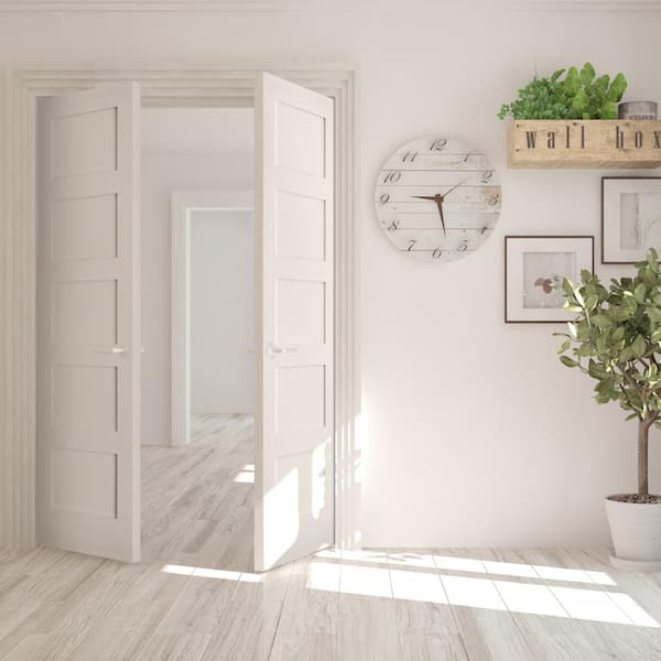 56 in. x 96 in. Craftsman Primed Universal/Reversible Wood MDF Solid Core Double Prehung Interior Door