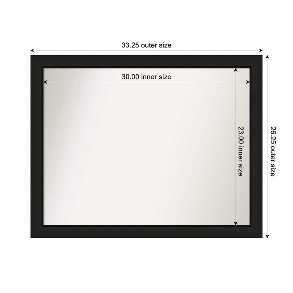 Midnight Black Narrow 33.25 in. x 26.25 in. Custom Non-Beveled Wood FramedBathroom Vanity Wall Mirror price history on PriceWatchPro