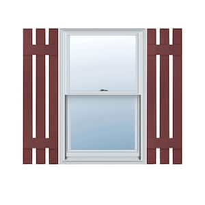 12 in. W x 35 in. H Vinyl Exterior Spaced Board and Batten Shutters Pair in Wineberry