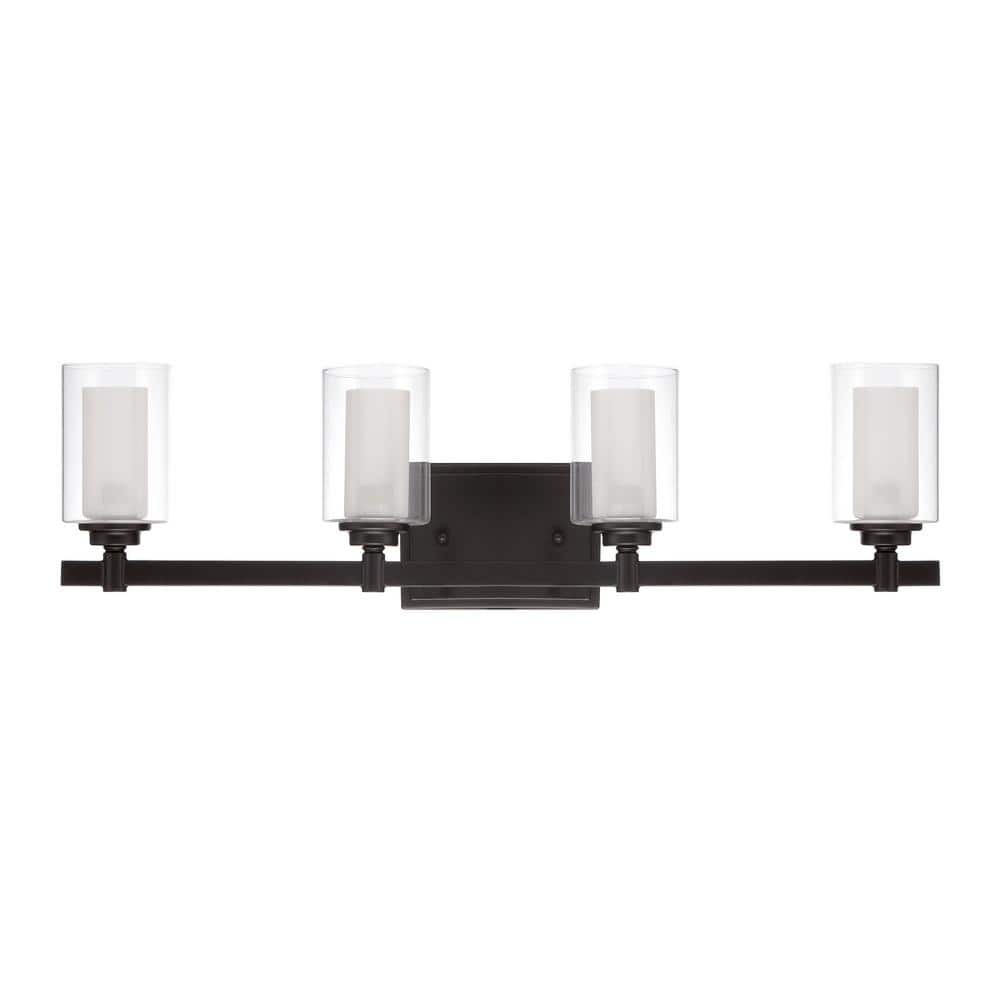 Espresso Modern 26.75" Vanity Light with Clear Glass Shades
