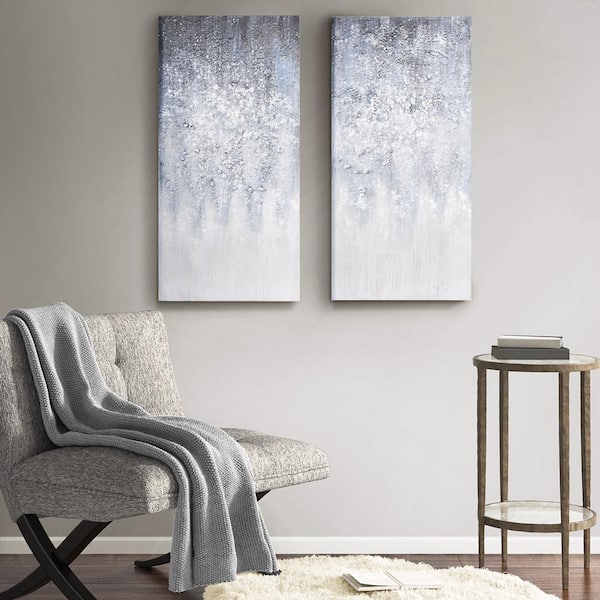 Unbranded Modern 2-Piece Heavy Textured Abstract Design Framed Art Print, Heavily Embellished Canvas Wall Art Set 30 in. x 15 in.