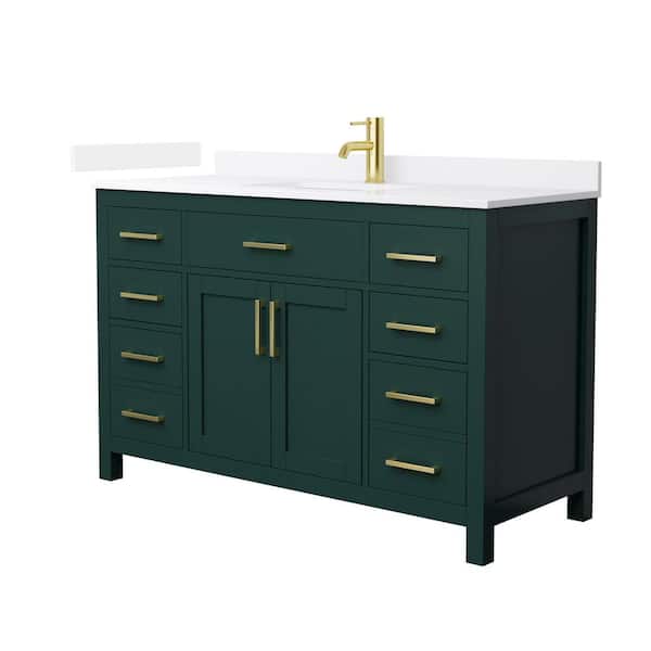 Beckett 54 in. Single Freestanding Green Bath Vanity with White Quartz Top (Assembled)