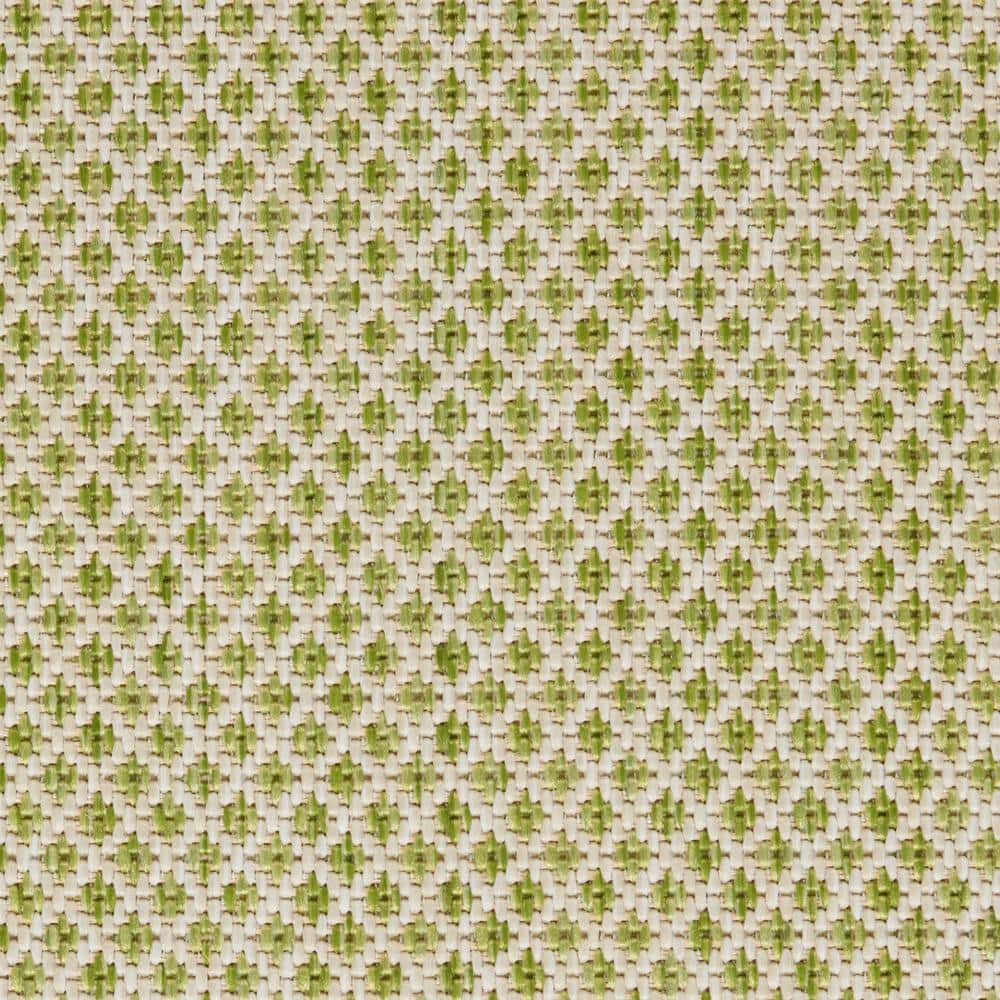 Courtyard Charm Ivory Green Geometric 8' x 10' Easy-Care Rug