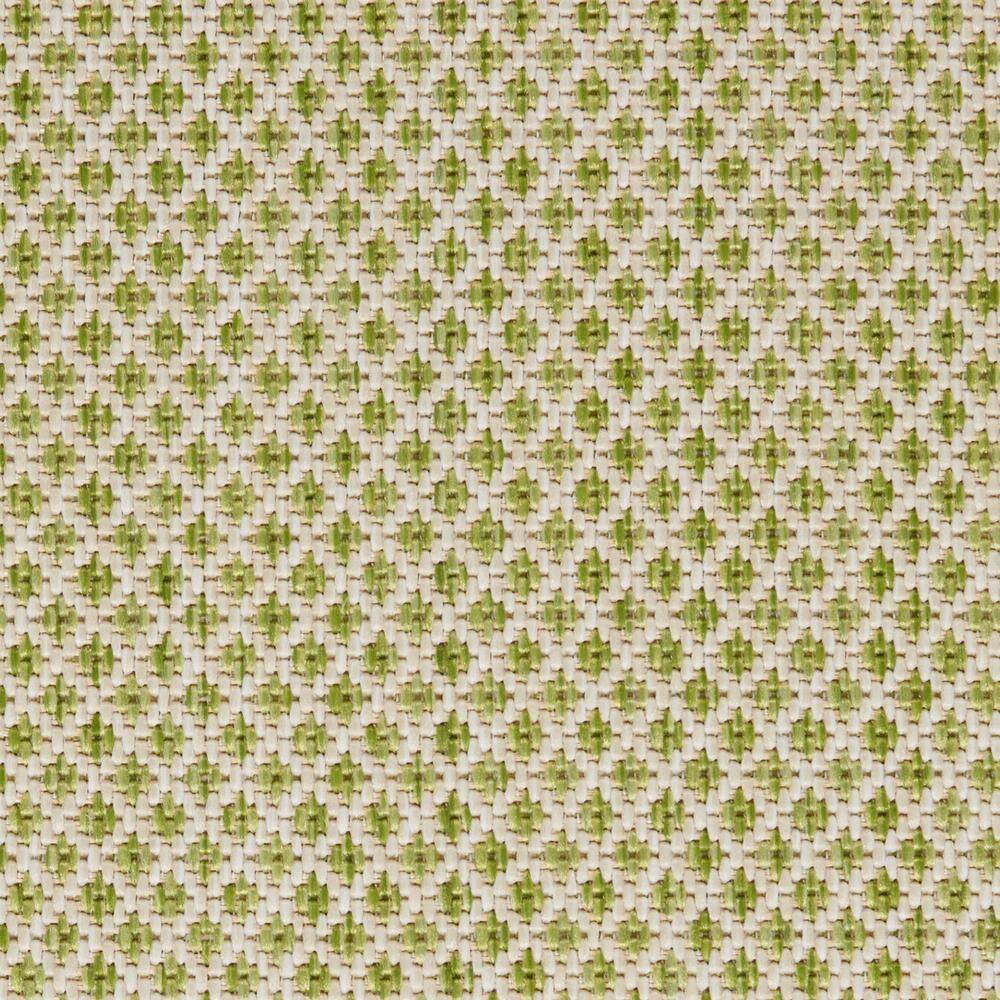 Courtyard Charm Ivory Green Geometric 8' x 10' Easy-Care Rug