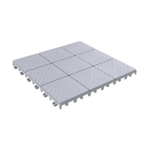 Gray 0.5 in. 1' W x 1' Outdoor Interlocking Diamond Pattern Polypropylene Exercise/Gym Flooring Tiles (27.5 sq. ft.)