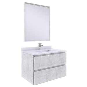Formosa 30 in. W x 20 in. D x 20 in. H White Single Sink Bath Vanity in Rustic White with White Vanity Top and Mirror